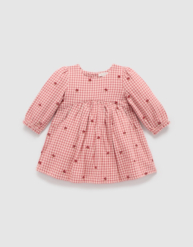 Purebaby - Gingham Toadstool Dress -Kids-Babies