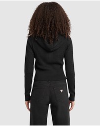 GUESS - GUESS JEANS Cable-Knit Hooded Cardigan
