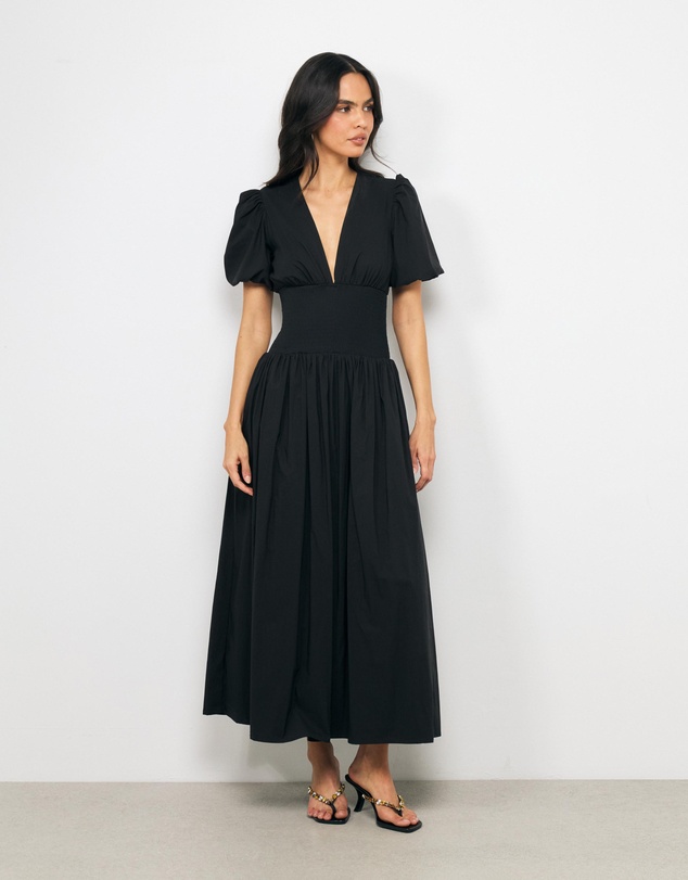 AERE - Leta Shirred Cotton Midi Dress