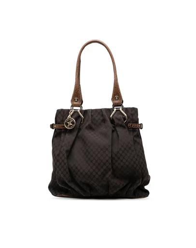 Pre-Loved by Azura Reborn - Pre-Loved Embossed Leather Trimmed Macadam Canvas Vertical Tote