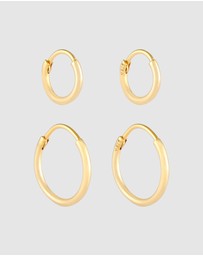 Kuzzoi - ICONIC EXCLUSIVE - Earrings Creole Set Duo Basic in 925 Sterling Silver Gold Plated