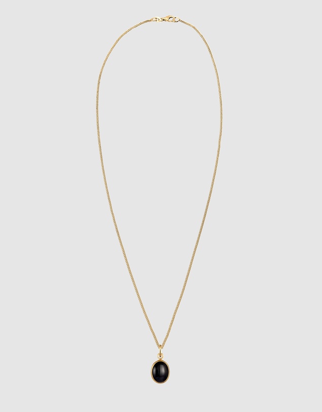 Elli Jewelry - Necklace Onyx 925 Sterling Silver Gold-Plated