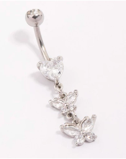 Lovisa - Surgical Steel Heart Butterfly Drop Belly Piercing