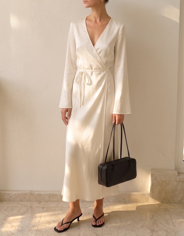 Atmos&Here - Dani Wrap Long Sleeve Midi Dress