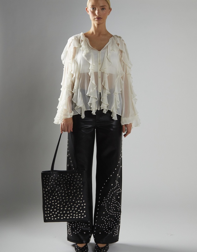 Glamorous - V-neck Button front Ruffle Blouse