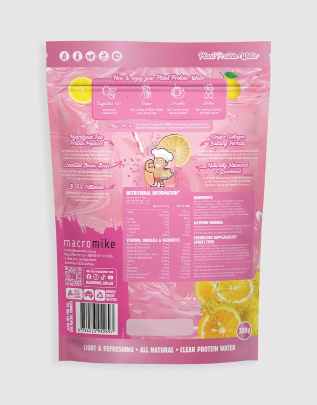 Macro Mike - Pink Lemonade Plant Protein Water - 300g