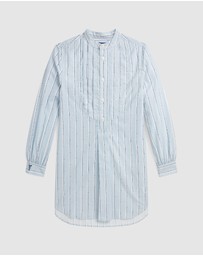 Polo Ralph Lauren - Striped Pleated Cotton Shirtdress - Teens
