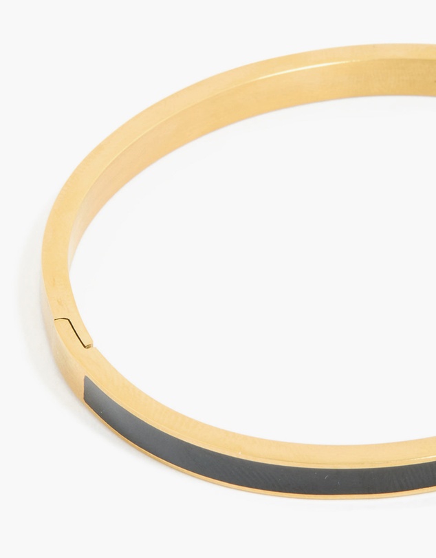 Lovisa - Waterproof Gold Plated Stainless Steel Thick Black Enamel Hinged Bangle