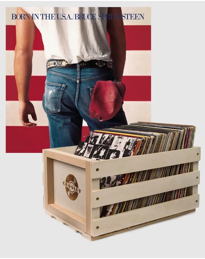 Sony Music - Crosley Record Storage Crate Bruce Springsteen Born In The U.S.A Vinyl Album Bundle