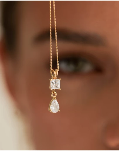 Elli Jewelry - Necklace Crystal Drop 925 Sterling Silver Gold-Plated