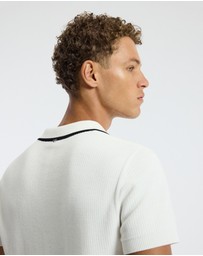 Calibre - Tipped Edge Open Neck Polo Ivory
