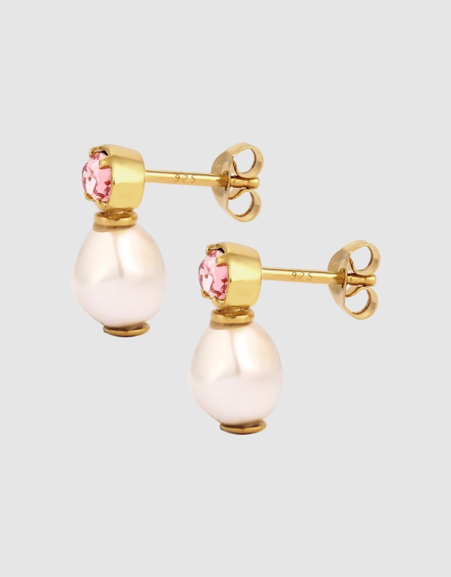 Elli Jewelry - Crystal Stud Earrings in Gold-Plated 925 Silver