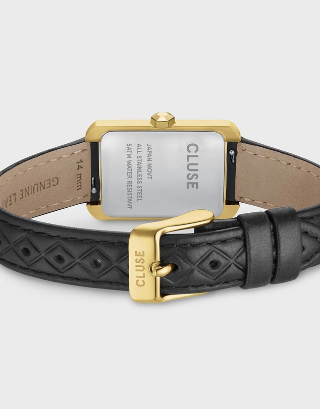 Cluse - Belisenna Watch Leather, Black Quilted, Gold Colour