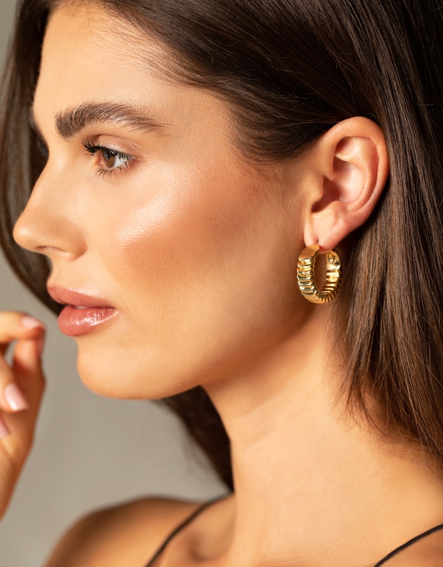Mestige - Ripple Hoops - 18K Gold Plated