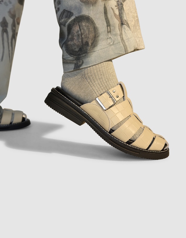 Rollie - Mule Fisherman Croc Flat