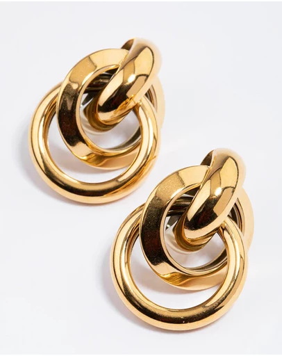Lovisa - Waterproof Gold Plated Stainless Steel Knotted Link Drop Earrings
