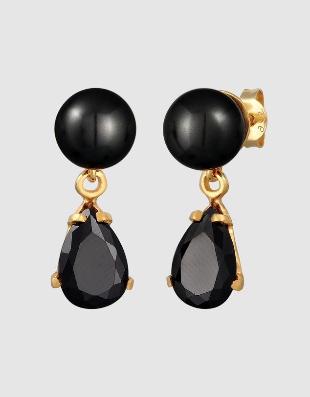 Elli Jewelry - Earrings Ear Studs Drop with Synth. Pearl And Zirconia Crystals in 925 Sterling Silver Gold Plated