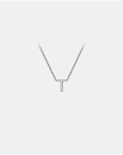 Zoe Olivia - 9K White Gold Initial T Necklace