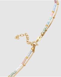 Elli Jewelry - Necklace Choker Layer Heart Pendant Glass Beads in 925 Sterling Silver Gold Plated