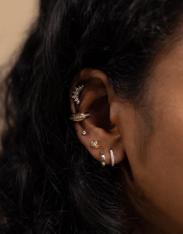 Wanderlust + Co - Classic Double Pave Silver 9mm Huggie Earrings