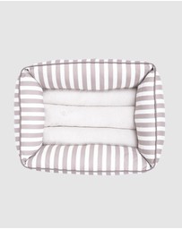 Mog & Bone - Bolster Dog Bed - Latte Hampton Stripe Print