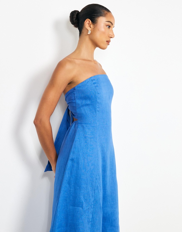AERE - Florence Linen Strapless Maxi Dress