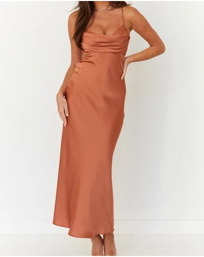 Beginning Boutique - Taleah Cut Out Maxi Dress Mocha