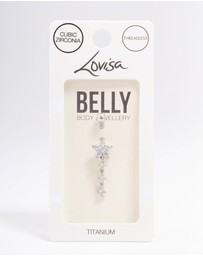 Lovisa - Titanium Cubic Zirconia Flower Triple Threadless Belly Bar