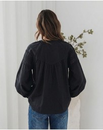 Esther & Co - Chenille Blouse - Black Lace