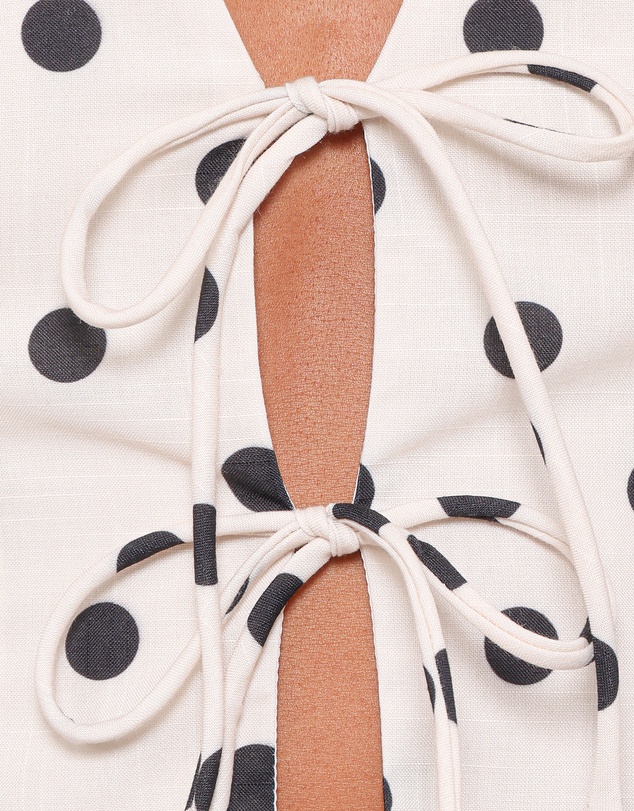 Petal & Pup - Zoie Tie Front Vest - Cream Polka Dot