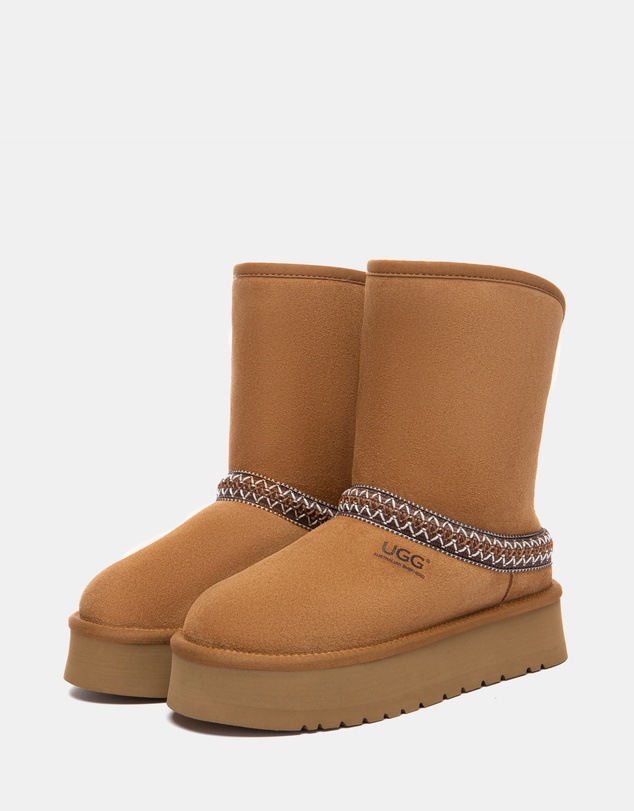 EVERAU - Australian Shepherd Ugg Short Fayle Platform Cow Suede Upper UGG Boots