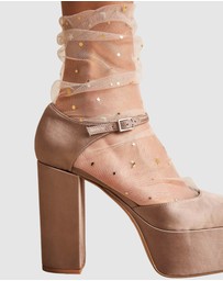 High Heel Jungle - Starry Sky Tulle Socks - Nude