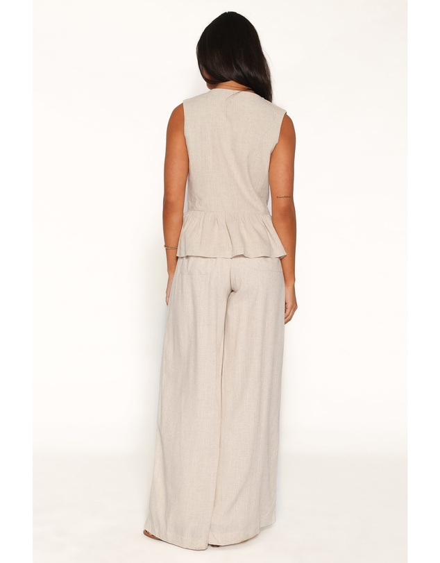 Petal & Pup - Lorrie Wide Leg Linen Blend Pants - Oatmeal