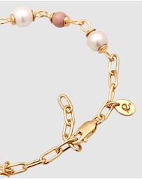 Elli Jewelry - Bracelet Rhodonite Shell Pearl 925 Sterling Silver Gold-Plated