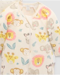 Purebaby - 2 Pack Basics Printed Zip Growsuit -Kids-Babies