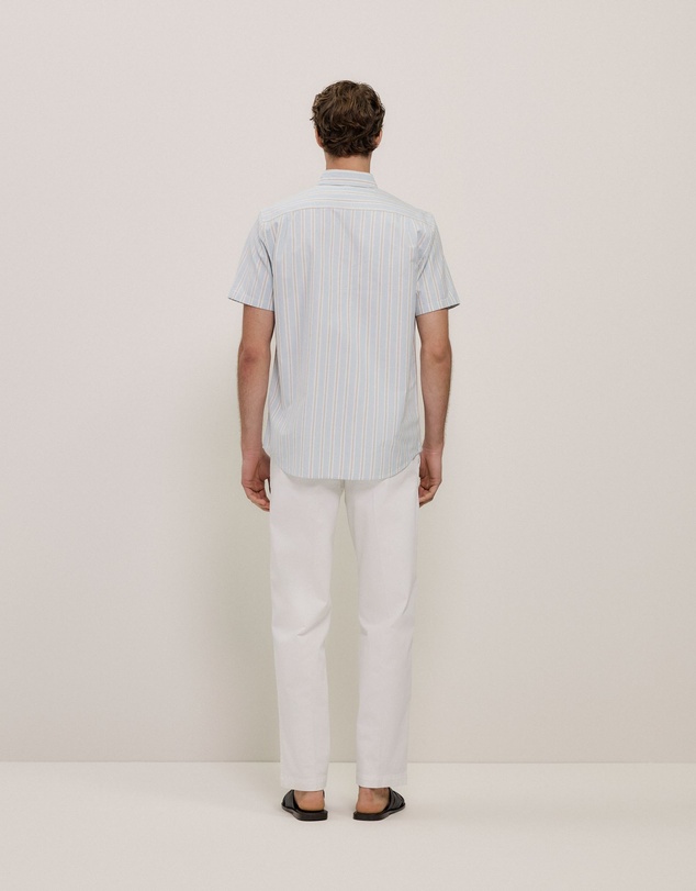 Trenery - Oxford Stripe Short Sleeve Shirt in Sage Green