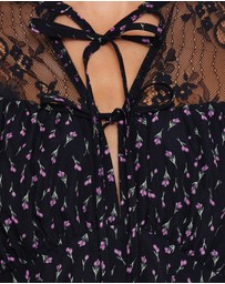 Petal & Pup - Caoimhe Lace Inset Top - Navy Tulip Floral
