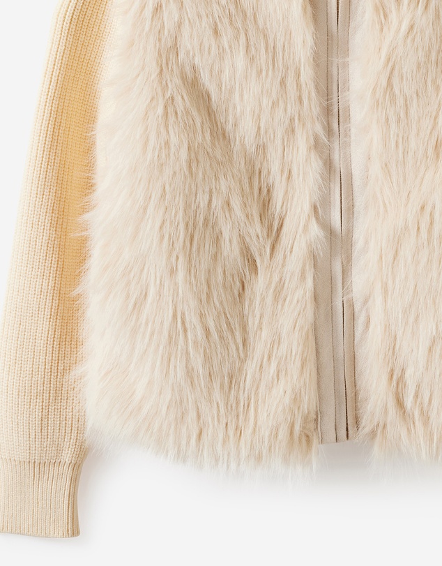 Cotton On Kids - Zip Through Knit Faux Fur Jacket