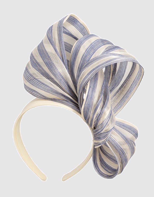 Fillies Collection - Bespoke Blue Cream Bow Racing Fascinator