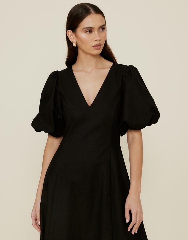 The Fated - Puff Sleeve Midi Dress