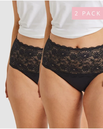 Kayser - 2 Pack Daily Essentials Cotton & Floral Lace Full Brief (465 )