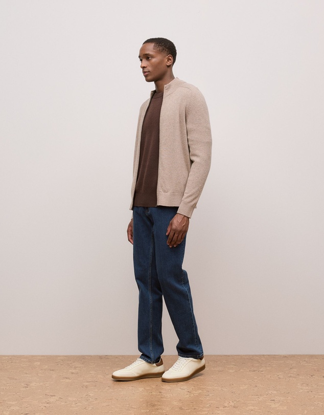 Trenery - Cashmere Zip Through Knit in Natural