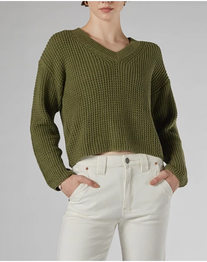 DRICOPER DENIM - Lulu Khaki Cotton Sweater