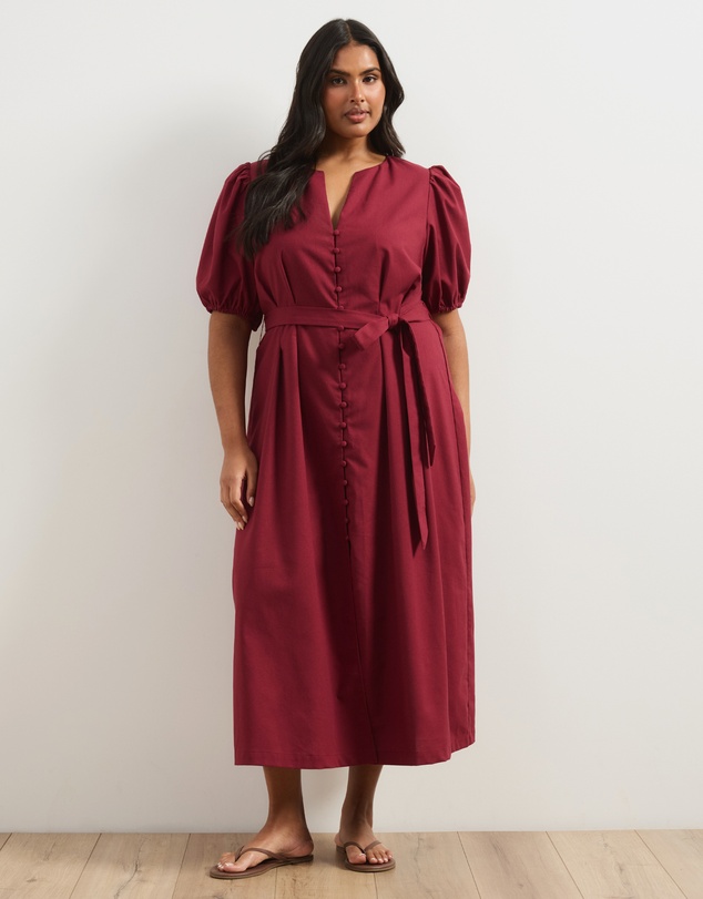 Atmos&Here Curvy - Audrey Fitted Button Front Midi Dress