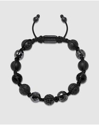 Nialaya Jewellery - Men's Beaded Bracelet with CZ Diamond, Lava Stone, Matte Onyx and Agate