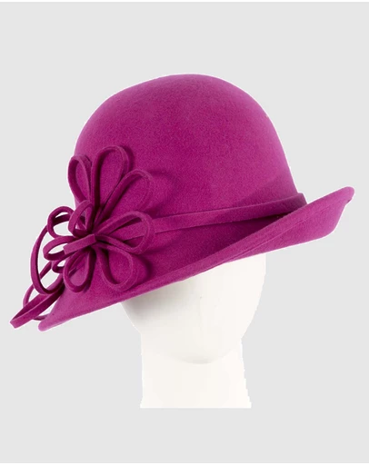 Max Alexander - Winter Felt Fuchsia Cloche Hat