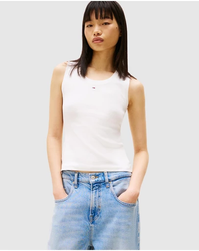 Tommy Jeans - Ribbed Flag Embroidery Slim Tank Top