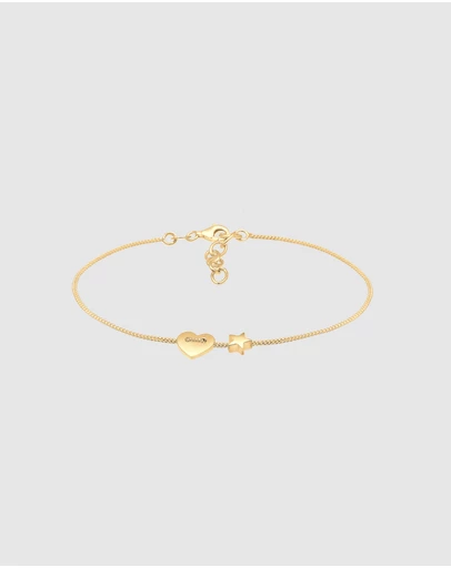 Elli Jewelry - Heart and Stars Filigree Bracelet in Gold-Plated 925 Silver