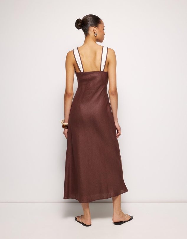 AERE - Eila Contrast Linen Slip Midi Dress