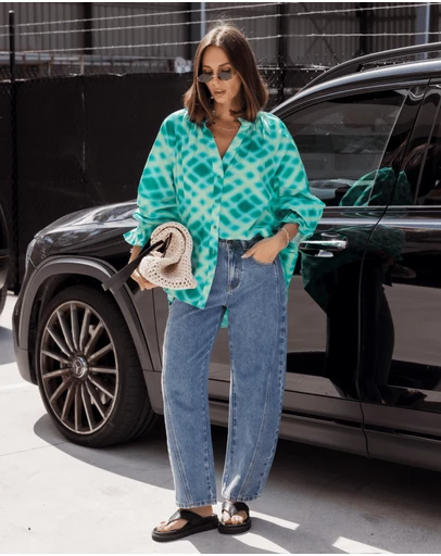 ALEXANDRA - Meeka Blouse Emerald Crosshatch